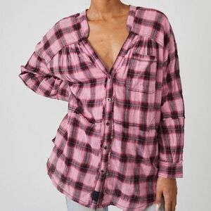 Free people - we the free plaid tunic top size large